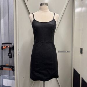 Alice + Olivia Vegan Black Leather Mini Dress, Size 4